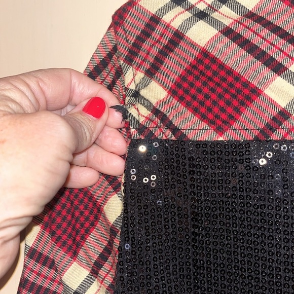 BlankNYC ladies western wear snap down plaid front /sequined back top size sm - Picture 12 of 16